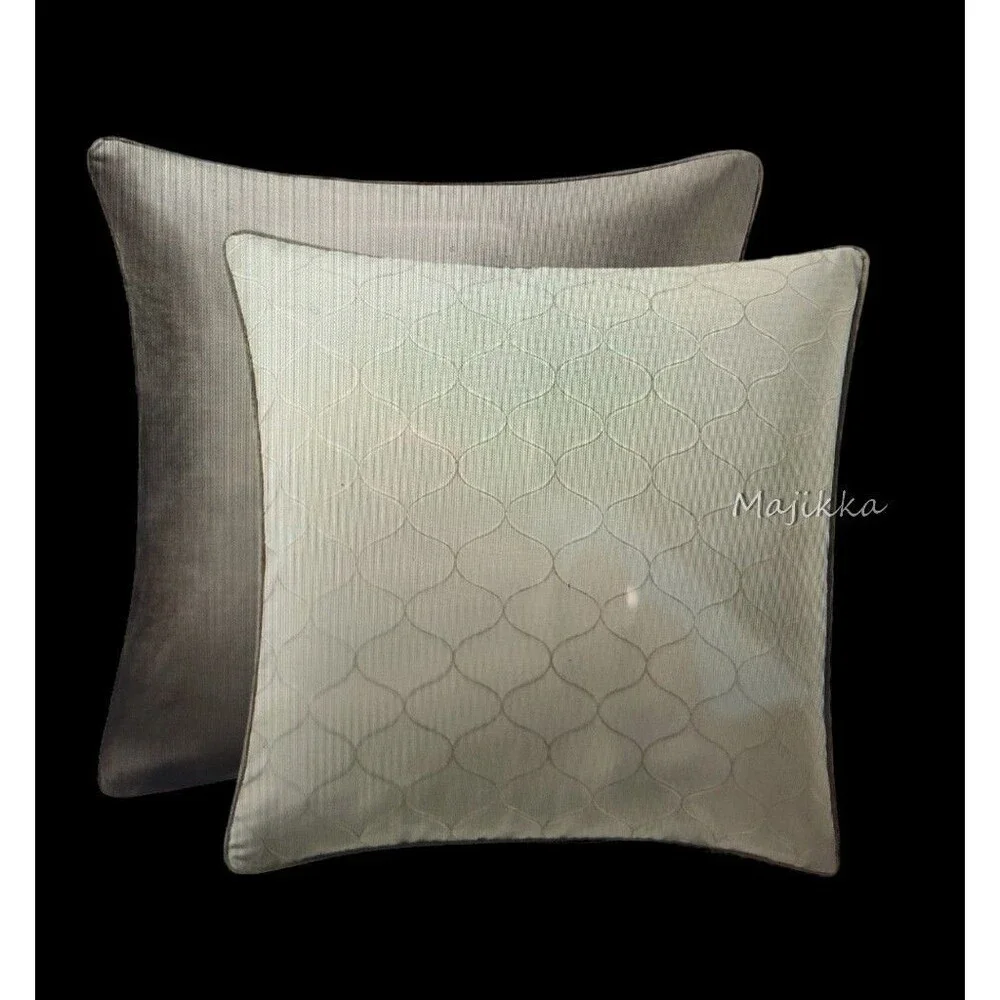 Luxury Waterford Danehill Euro Pillow Sham Shams Set of 2 Blue Oyster Gray 26x26